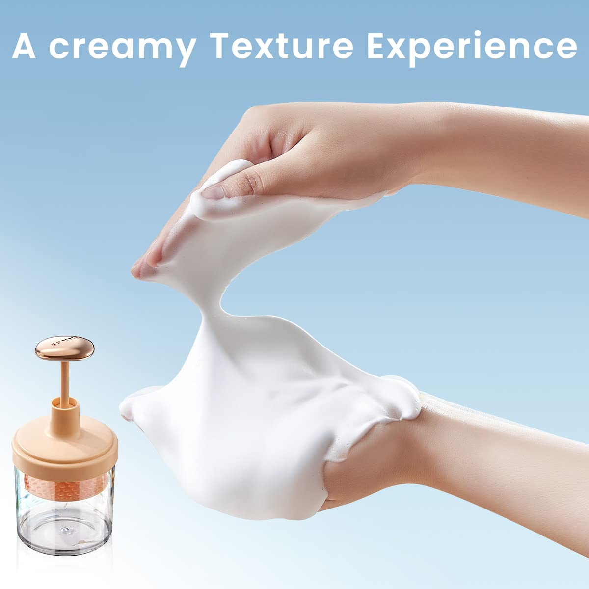 MAYCREATE Face Cleanser Foamer Face Wash Foamer with Press Handle Rotatable Stirrer Rich Foam Maker Transparent Foam Bottle for Face Cleanser, Shampoo(White) MAYCREATE Face Cleanser Foamer Face Wash Foamer with Press Handle Rotatable Stirrer Rich Foam Maker Transparent Foam Bottle for Face Cleanser, Shampoo(White)